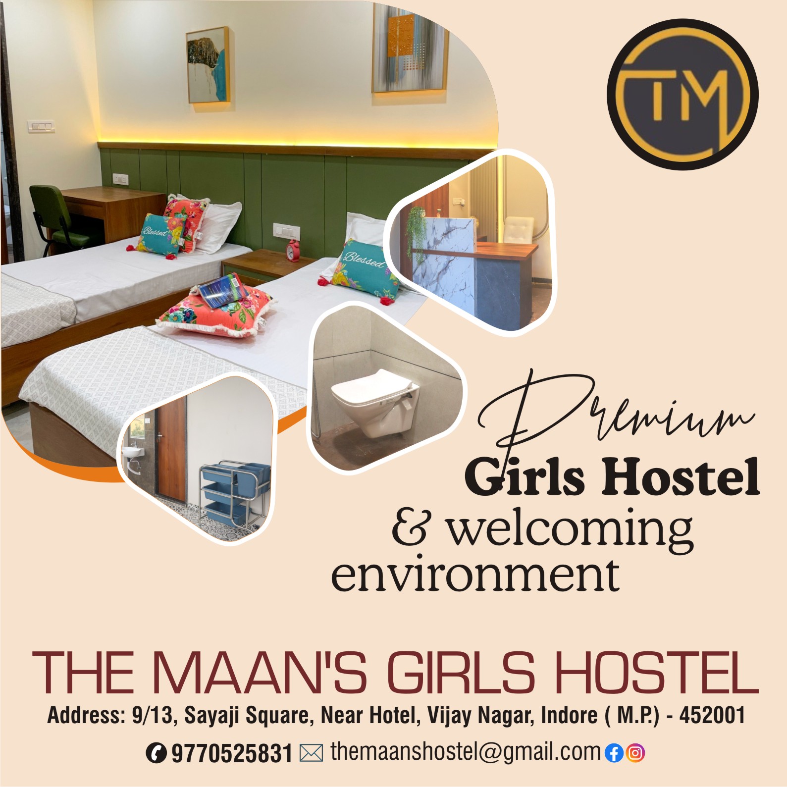 Best Girls Hostel near Sayaji Square Indore