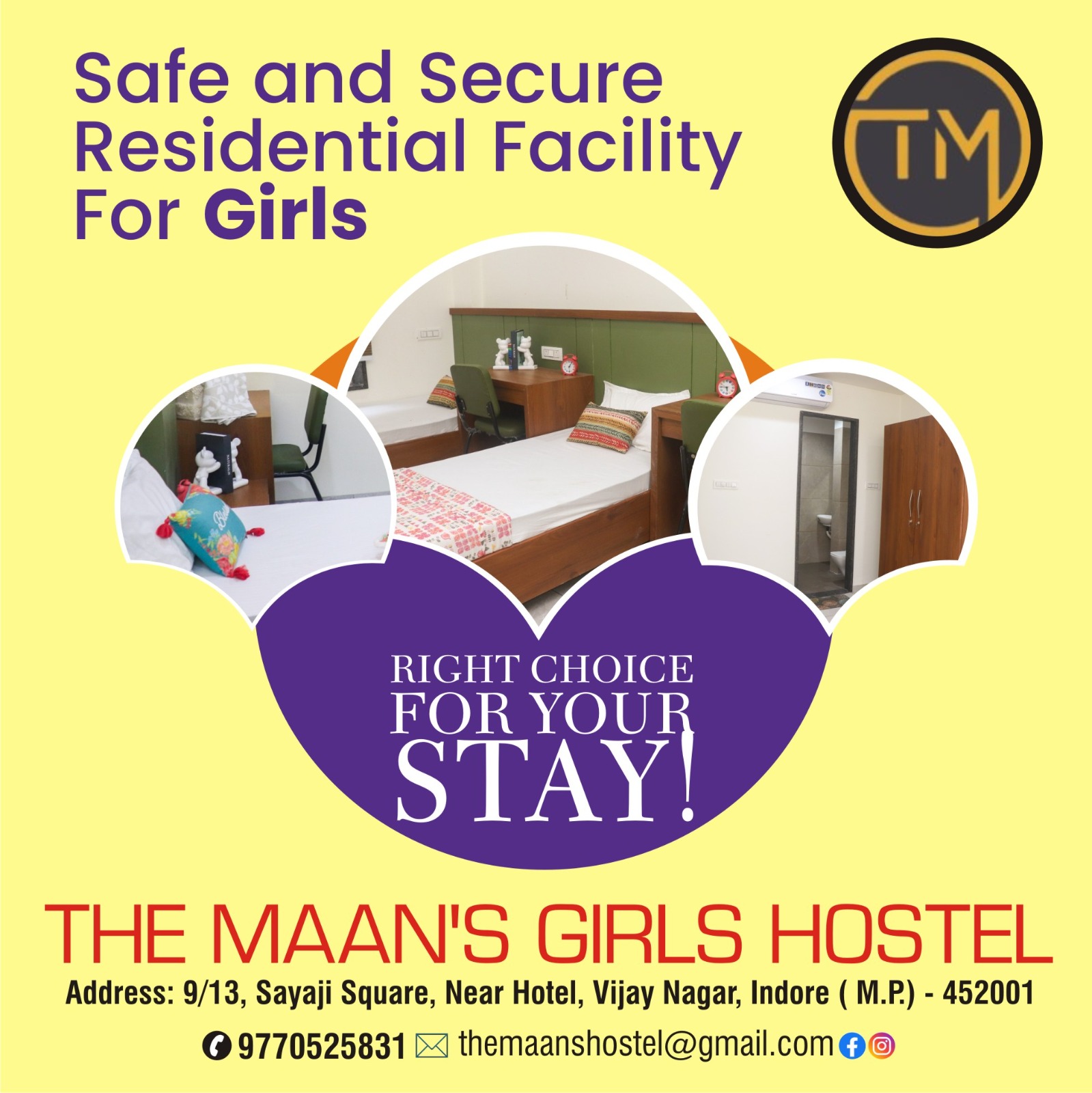 Best Hostel for Girls near Bapat Square in Indore