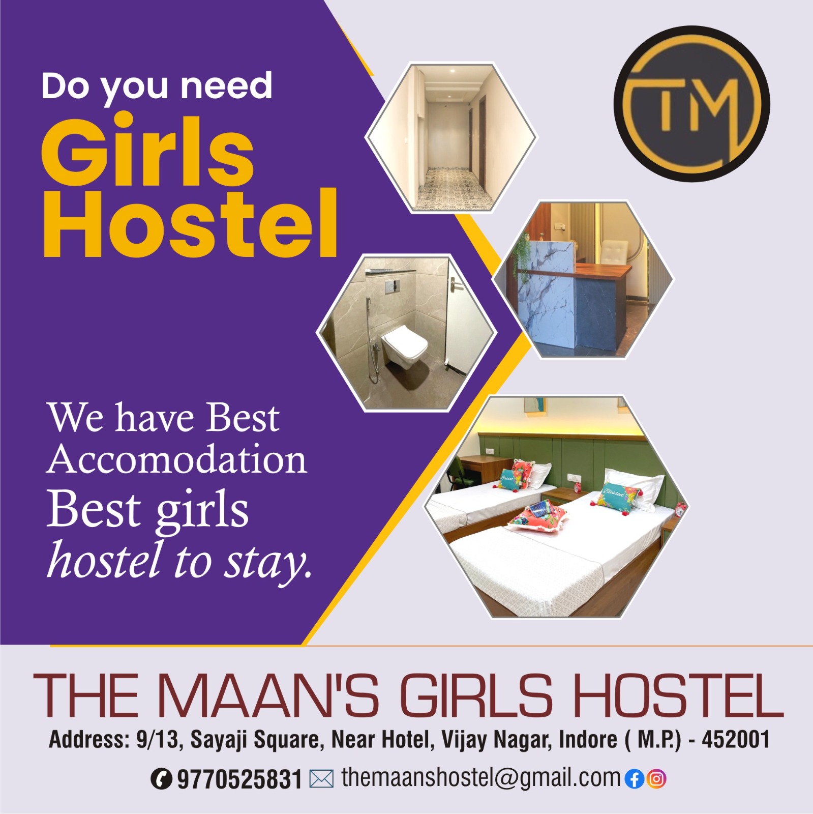 Best Girls Hostel Near Sayaji Square Indore