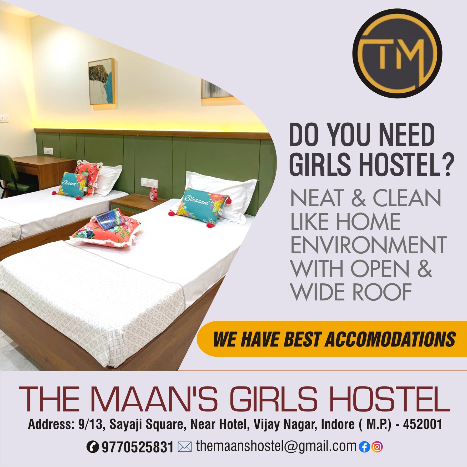 Best Luxury Girls Hostel in Vijaynagar, Indore